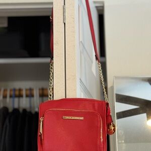 Steve Madden Red Crossbody Bag with Gold Chain